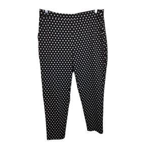 3875) Michael Kors Black and White Polkadot Elastic waist Pullon Pants Size XL